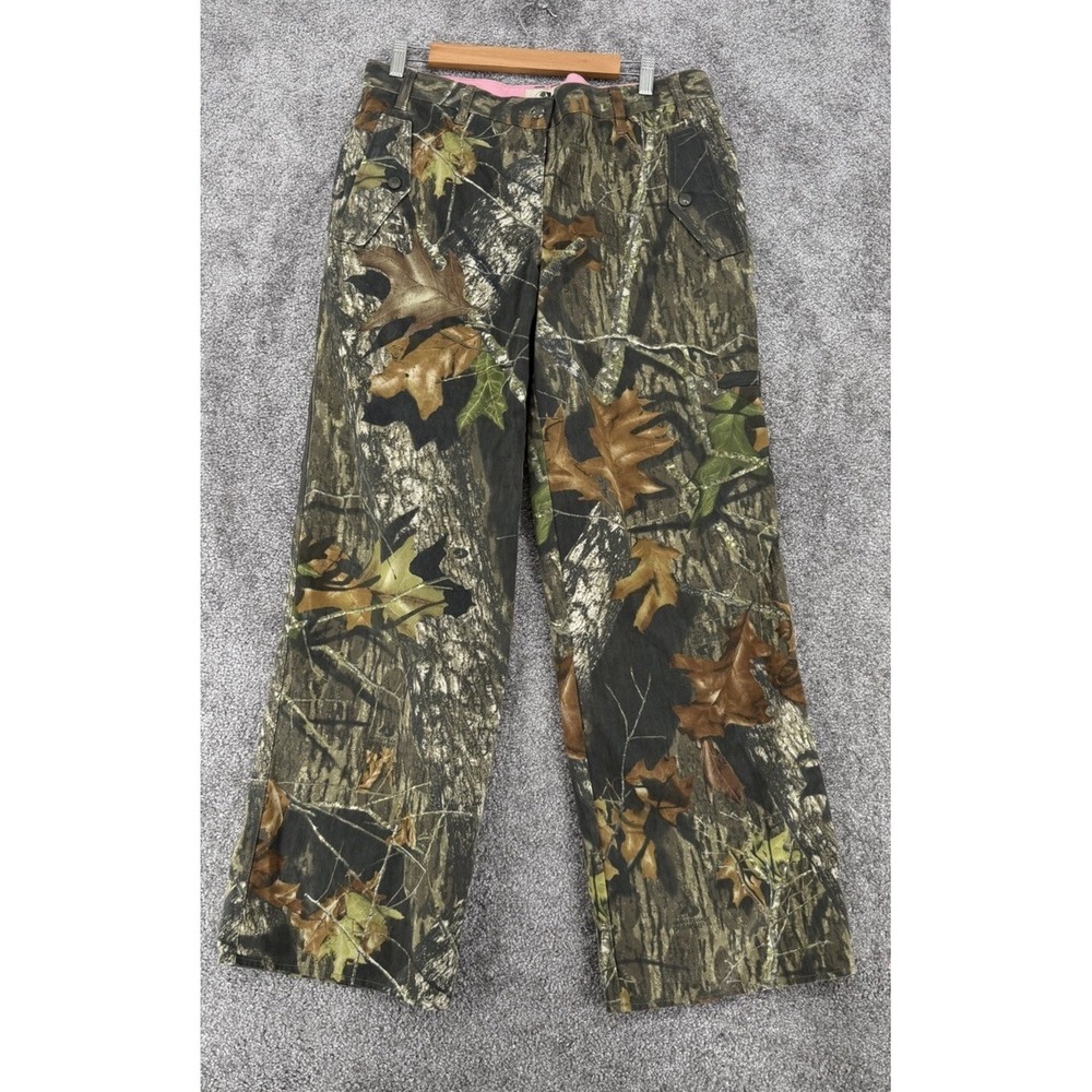 VTG Y2K Mossy Oak Break Up Camo Cargo Pants Women XL Pink Waistband RealTree